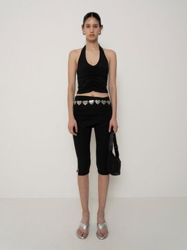 Porta Shirring Capri Skirt Pants_Black