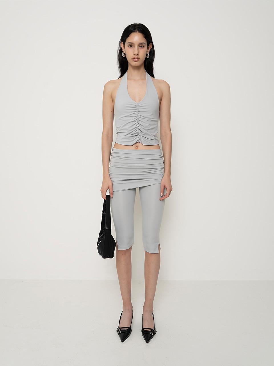 Porta Shirring Capri Skirt Pants_Grey