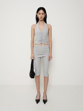 Porta Shirring Capri Skirt Pants_Grey