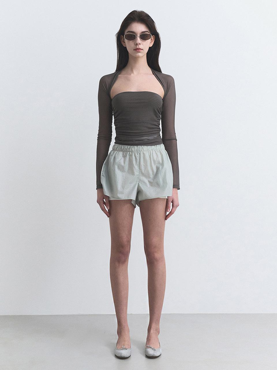 Porta TRACK WINDBREAKER SHORTS, LIGHT GREY