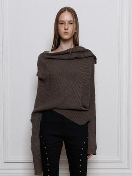 Porta UNBALANCE HOODED KNIT, KHAKI