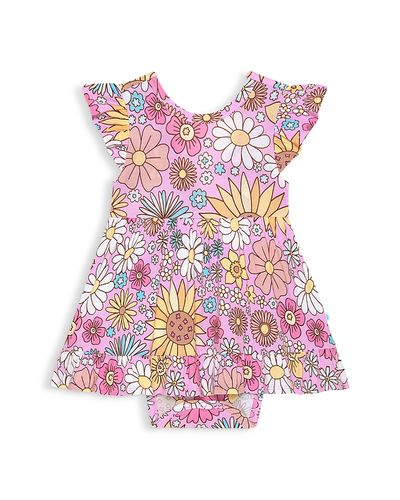 Posh Peanut Posh Peanut Girls' Presley Tie Back Ruffled Bodysuit Dress