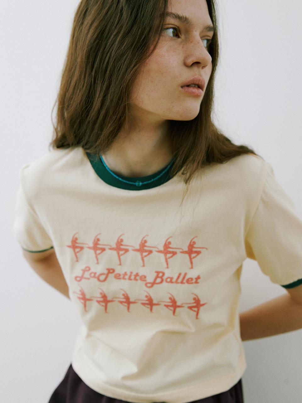 PoshyFreckles Ballet Glitter T shirt_Cream yollow