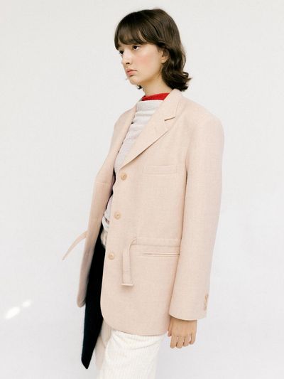PoshyFreckles Belted Field Jacket Jacket_Pale Pink