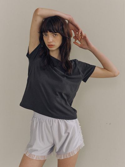 PoshyFreckles Frill Lace Shorts [Silver]