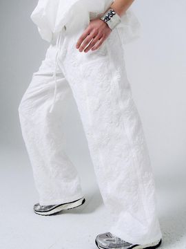PoshyFreckles Jacquard Incision Pants [Ivory]
