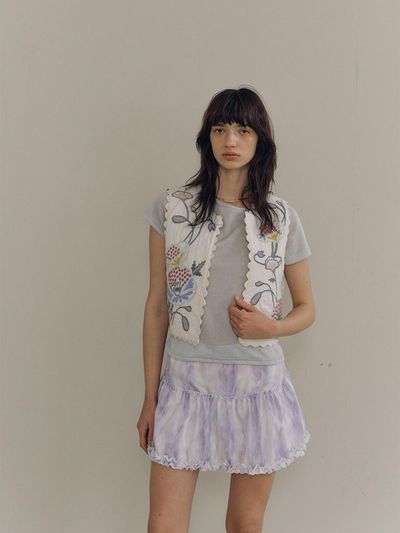 PoshyFreckles Low Frill Skirt [Lavender]