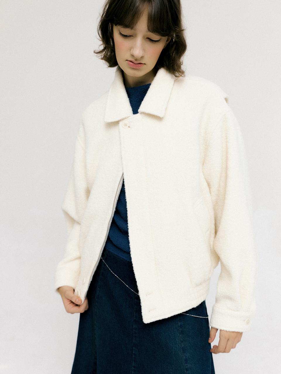 PoshyFreckles Polished Wool Blouson_Ivory