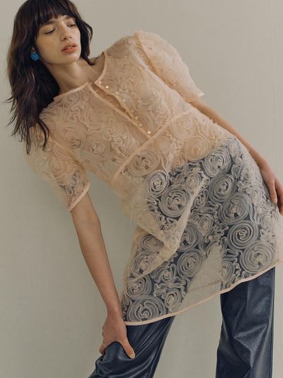 PoshyFreckles Rosette Tulle Dress [PINK]