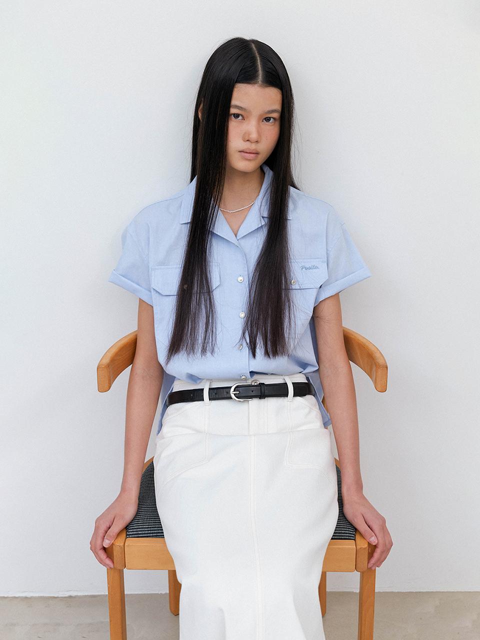 Posite Bite Oxford Shirt [Soft blue]