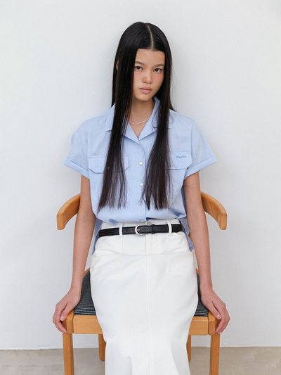 Posite Bite Oxford Shirt [Soft blue]