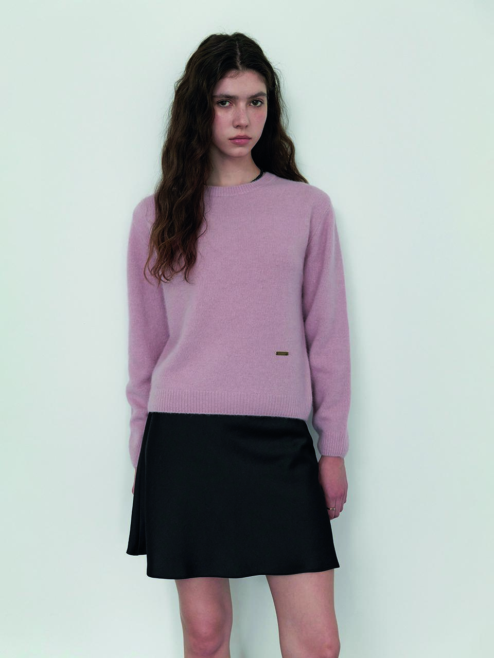 Posite [SET] X faux fur Slit Knit - Pink