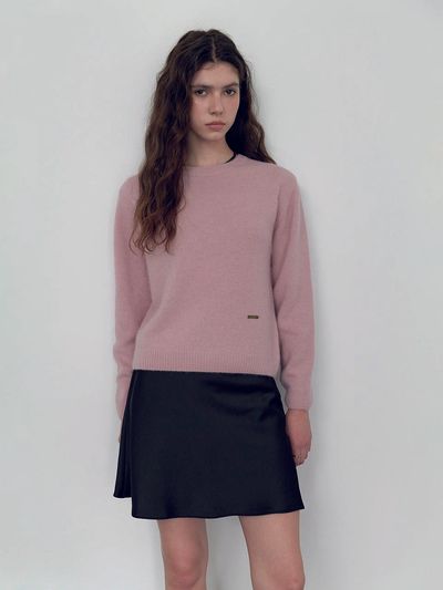 Posite [SET] X faux fur Slit Knit - Pink