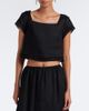 Posse Posse Alfie cropped embroidered linen top - 2