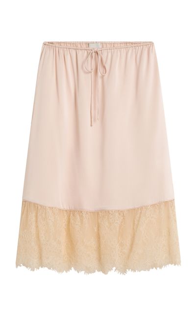 Posse Posse Blake LaceTrimmed Silk Midi Skirt