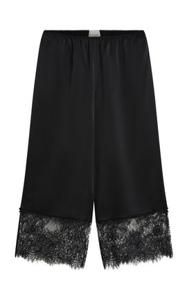 Posse Posse Blake MidRise WideLeg LaceTrimmed Silk Pants