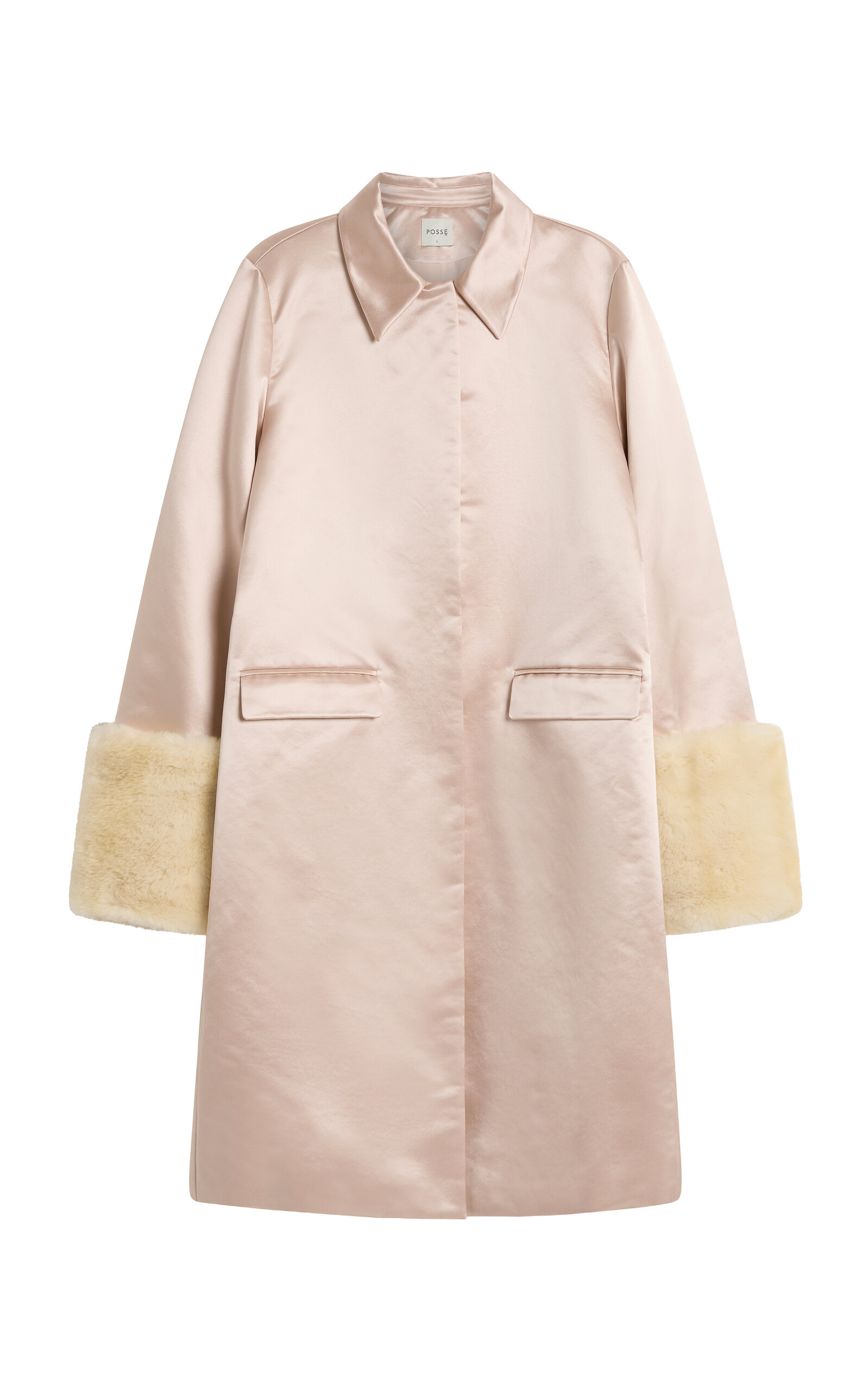 Posse Posse Chester ALine FurTrimmed CottonSilk Coat