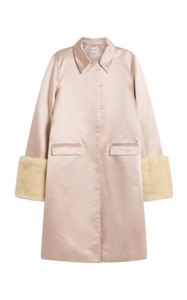 Posse Posse Chester ALine FurTrimmed CottonSilk Coat