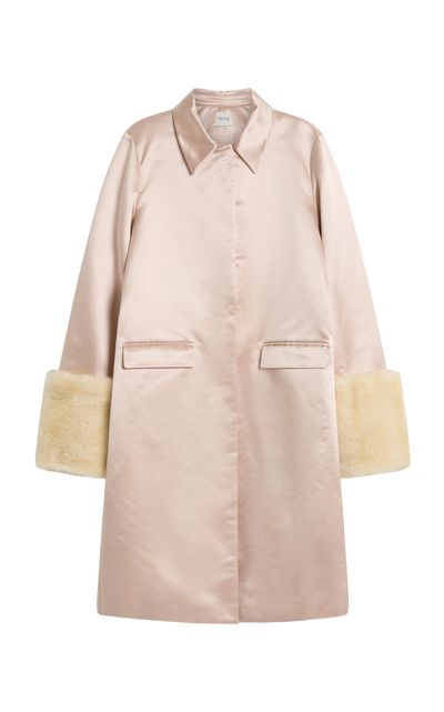 Posse Posse Chester ALine FurTrimmed CottonSilk Coat