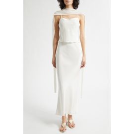 POSSE POSSE Cove Embroidered Silk Blend Maxi Dress with Scarf