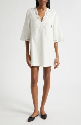 POSSE POSSE Darya Broderie Trim Kaftan Minidress