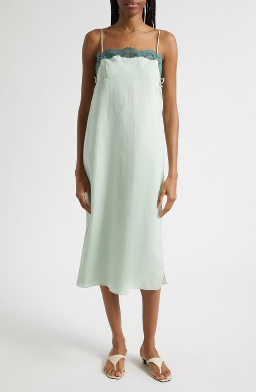 POSSE POSSE Darya Broderie Trim Side Tie Midi Dress