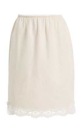 Posse Posse Darya LaceTrimmed LinenCotton Midi Skirt