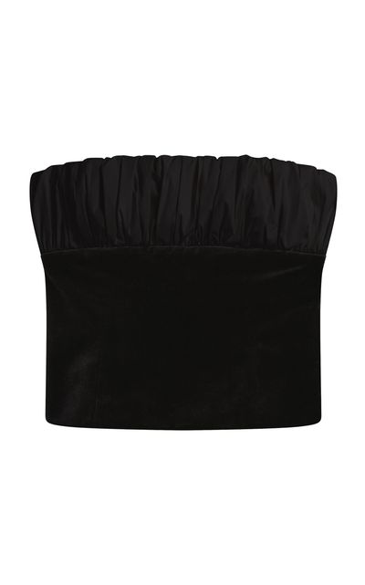 Posse Posse Dean Strapless Gathered Velvet Top