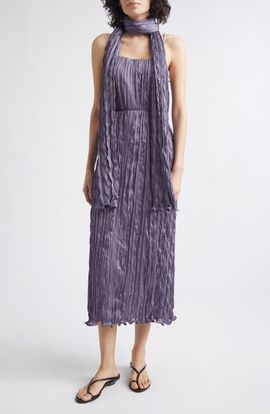 POSSE POSSE Esme Plissé Midi Slipdress & Scarf