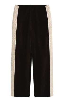 Posse Posse Florian Embroidered Trim Velvet Cropped Pants
