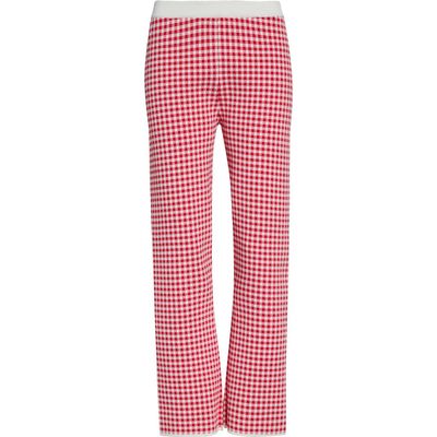 Posse Micah Gingham High Waist Crop Flare Pants