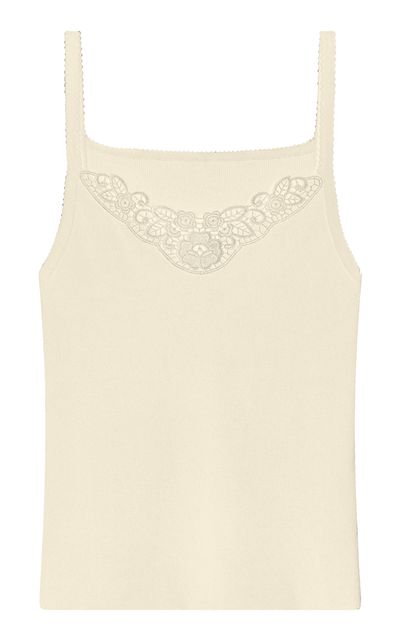 Posse Posse Posy LaceTrimmed Cotton Tank Top