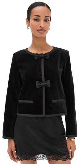 POSSE POSSE Quincy Cropped Velvet Jacket Black