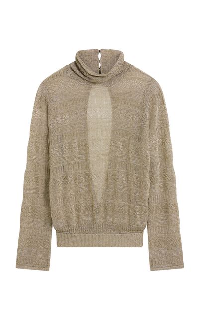 Posse Posse Sass Metallic Knit Turtleneck Top