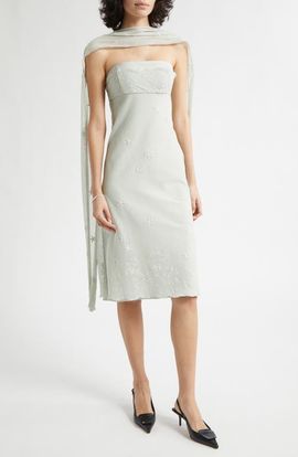 POSSE POSSE Strapless Silk & Tulle Scarf Dress