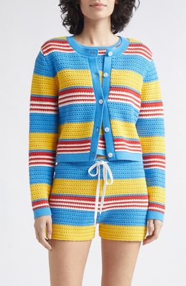 POSSE POSSE Tammy Striped Cotton Cardigan