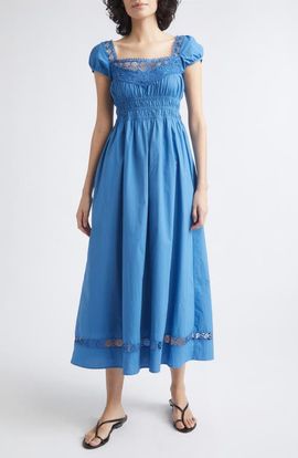 POSSE POSSE Veda Lace Detail Cotton Midi Sundress