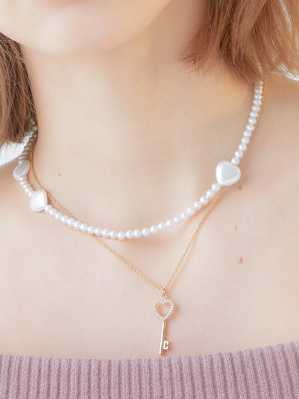 POSTLUDE Cubic Heart Key Necklace - 2 Colors