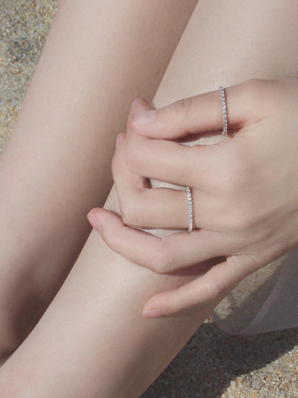 POSTLUDE Silver_2Set_Linestone Ring Set