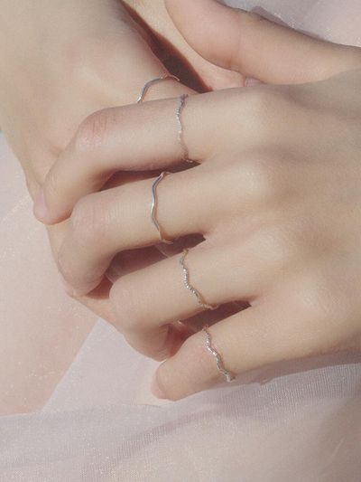 POSTLUDE Silver_4Set_Wave Ct Ring Set