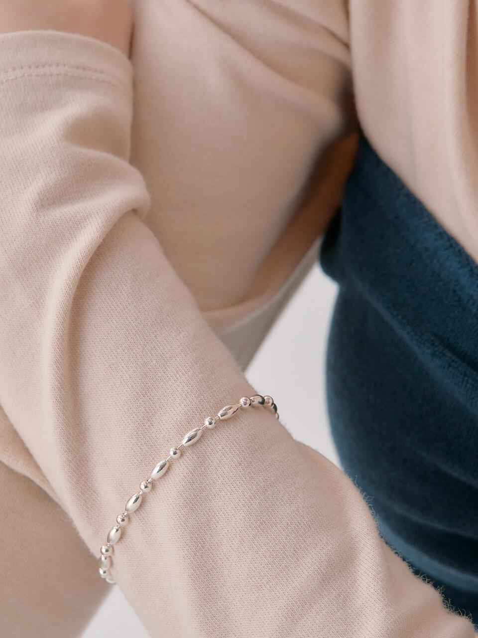 POSTLUDE Silver Ball combination Chain Bracelet_2 Colors