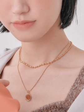 POSTLUDE Silver Ball combination Chain Necklace_2 Colors