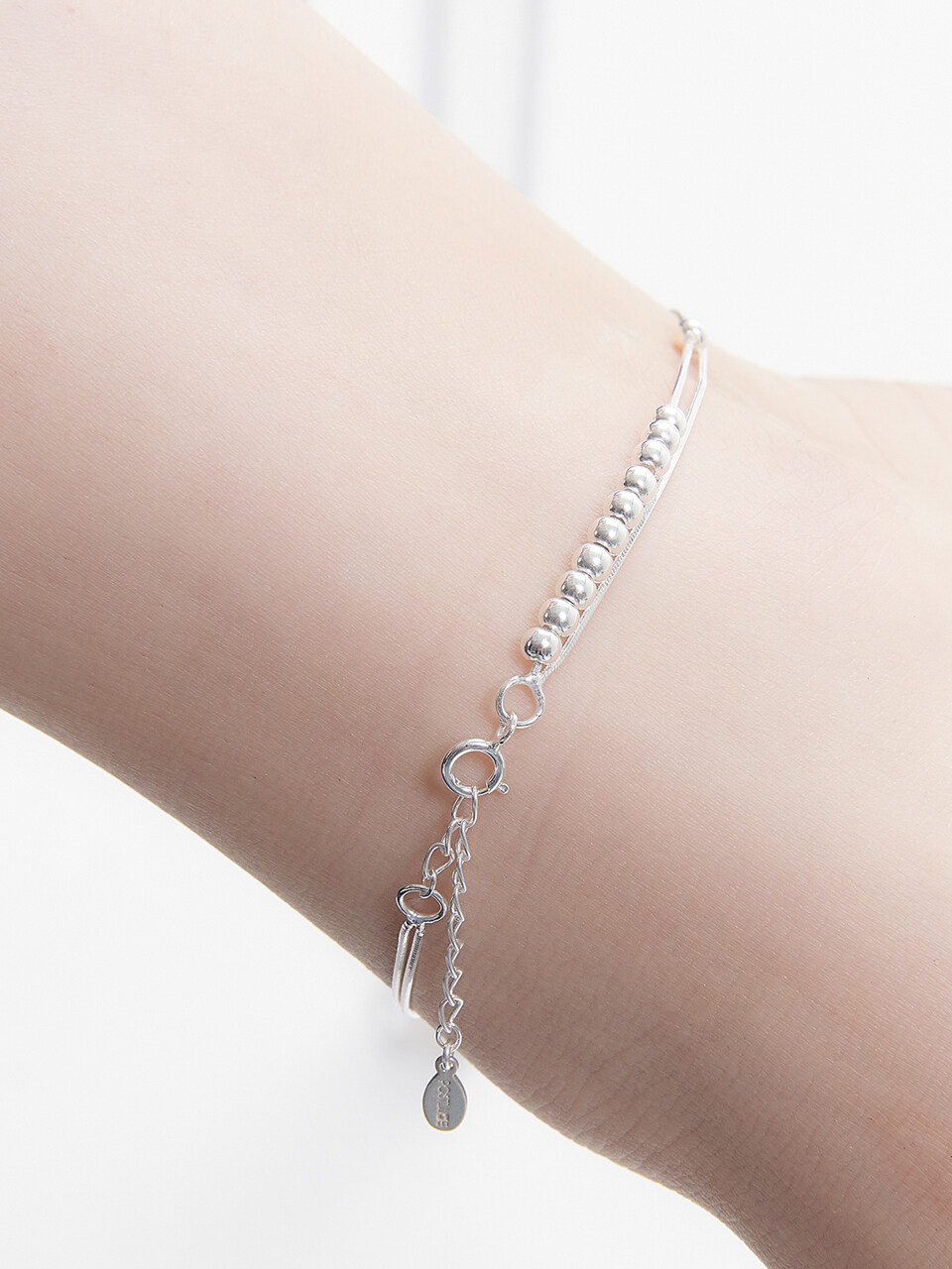 POSTLUDE Two Line Ball Anklet - Silver