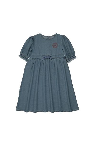 Pouf Pouf Denim 3/4 Sleeve Dress for Girl