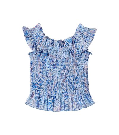 Poupette St Barth Kids Poupette St Barth Kids Alitza floral smocked cotton-blend top