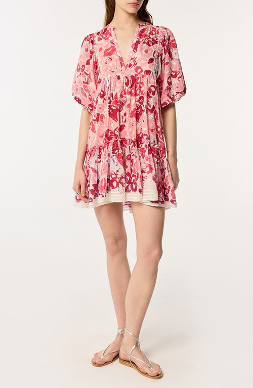 Poupette St Barth Poupette St Barth Aria Stripe Floral Cotton Cover-Up Minidress