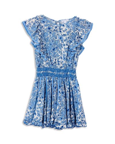 Poupette St. Barth Poupette St. Barth Girls' Blue Aqua Flora Dress