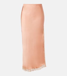 Poupette St Barth Poupette St Barth Lila lace-trimmed satin slip skirt