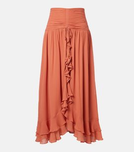 Poupette St Barth Poupette St Barth Neree ruched ruffled midi skirt