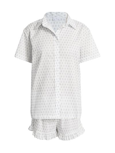 Pour Les Femmes Women's Karl Cotton Leaf-Print Frill Pajamas